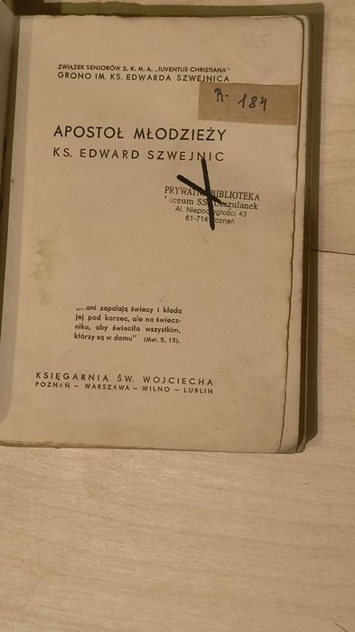 Ksiązka "Apostoł młodzierzy ks. Edward Szwejnic"