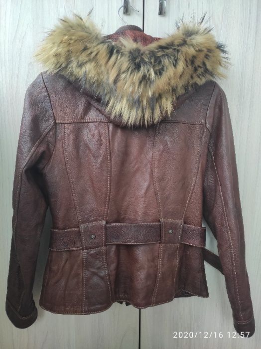 Куртка - натуральная кожа, мех - енот, Flower, Турция