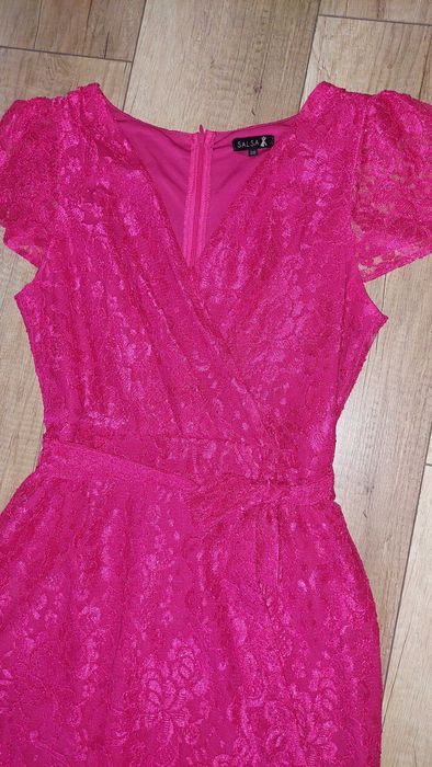 Sukienka koronka fuksja salsa 38 rozmiar