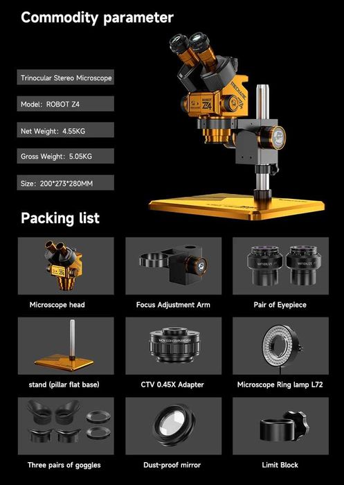 Тринокулярний стерео мікроскоп Mechanic Robot Z4-B11