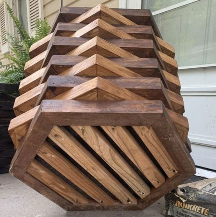 Drewniana donica sześciokątna Ø65cm