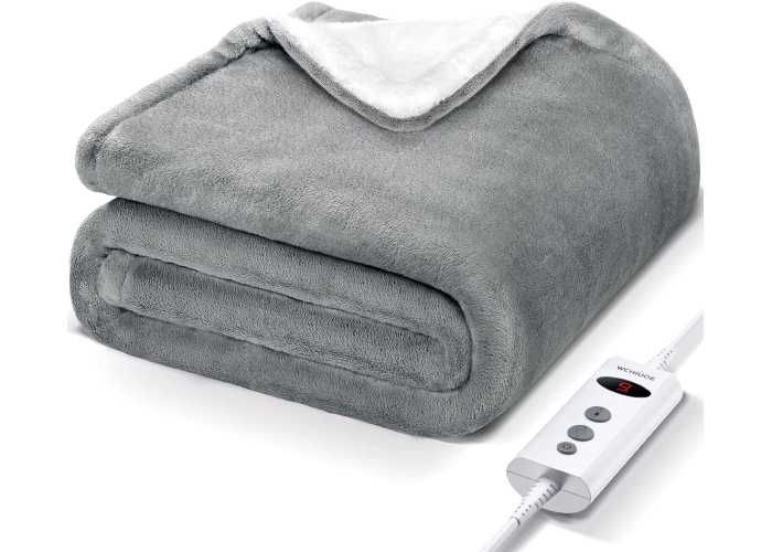 WCHIUOE koc elektryczny 180x130cm szary