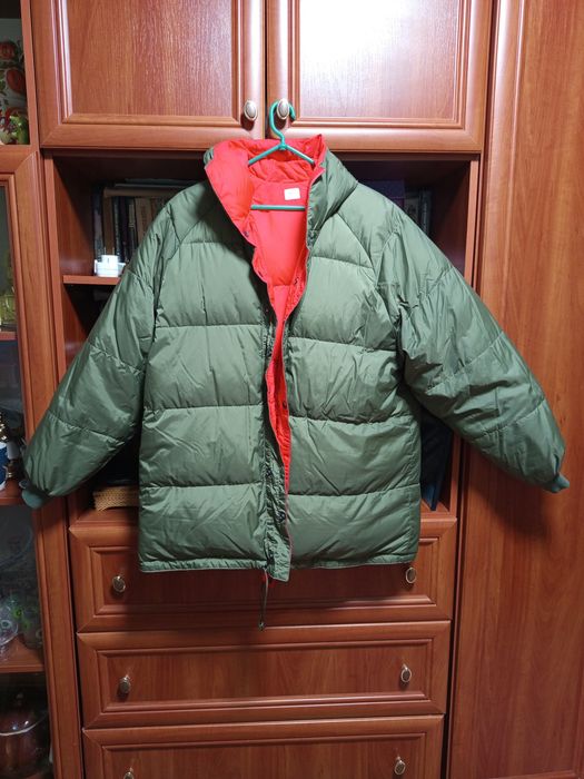 Пуховик теплый двухсторонний,безкарманник,размер 52-54