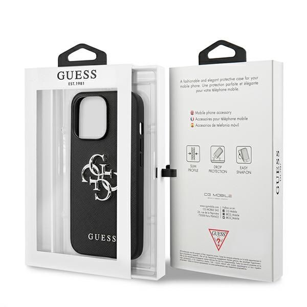 Guess GUHCP13LSA4GSBK iPhone 13 Pro/13 6,1 czarny/black hardcase Saffiano 4G Metal Logo