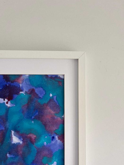 Quadro - Pintura abstrata em acrílico com moldura