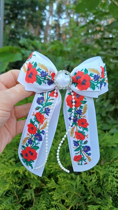 Бант до вишиванки. Маки. Віночок на голову.