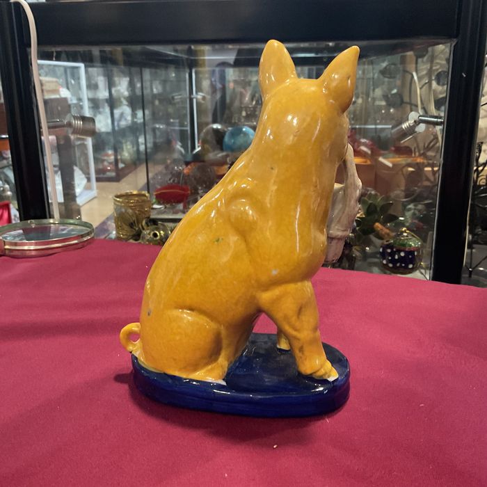 Figurine vintage stafffordshire yellow cerâmica pig/piglets 17 cm