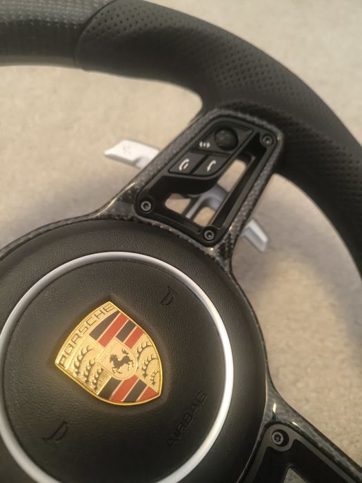 Volante Porsche 911 991 PDK Pele Perfurada Carbono Airbag