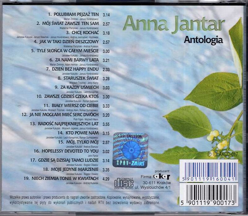 Anna Jantar - Antologia Część Pierwsza - CD
