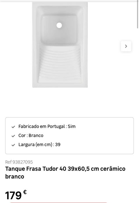 Tanque de cerâmica branco - Novo!