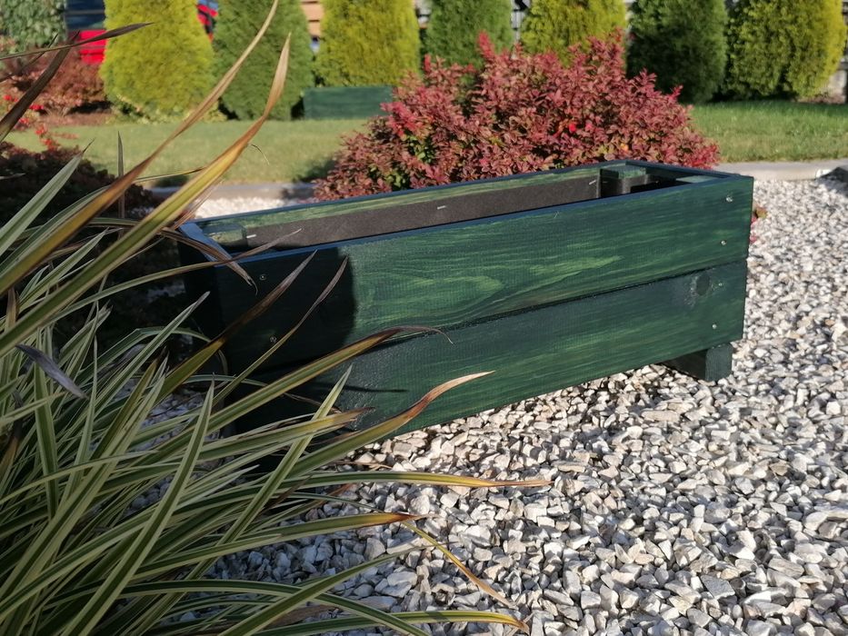 Donica drewniana butelkowa zieleń  22x60