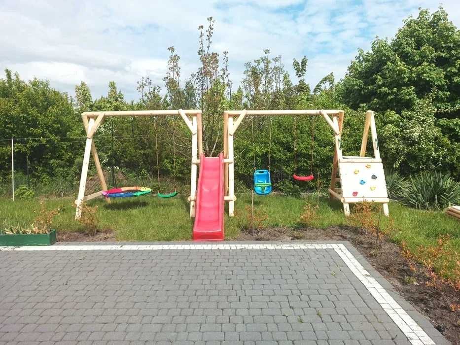 Plac zabaw dla dzieci TYMEK ślizg 2x huśtawka wspinaczka solidny trwały