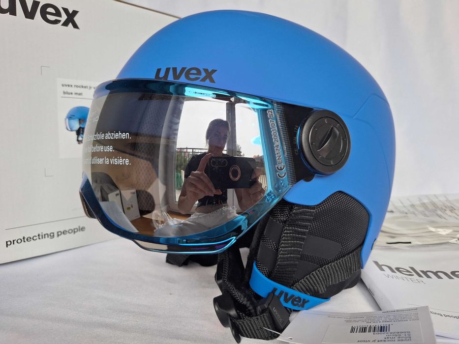 Kask narciarski dziecięcy Uvex Rocket Jr Visor Blue Mat S 51-55cm