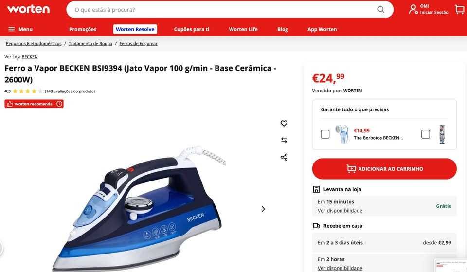 Ferro a Vapor BECKEN - NOVO