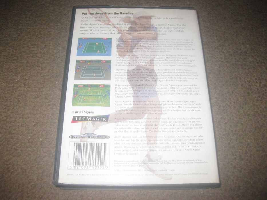 Jogo "Andre Agassi Tennis" para Sega Mega Drive/Completo!