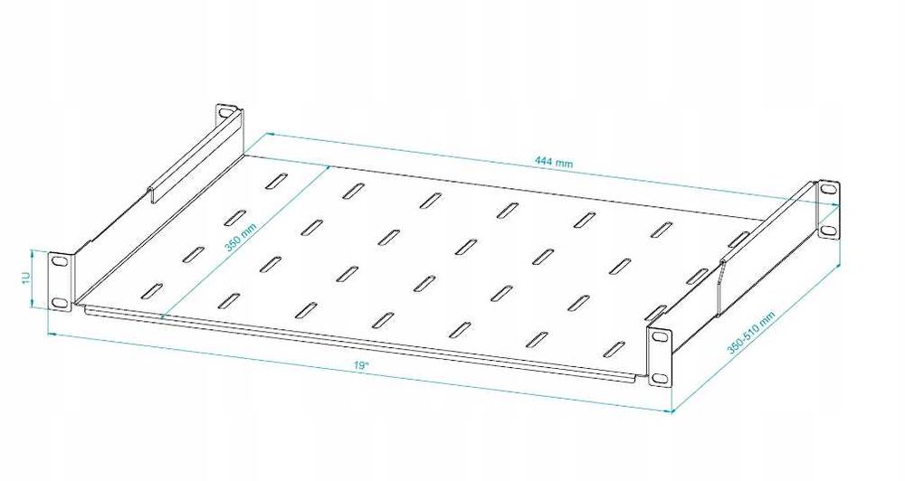 Półka RACK 19" 1U 350mm Regulowana 350-510 mm do Szaf RACK Stalflex