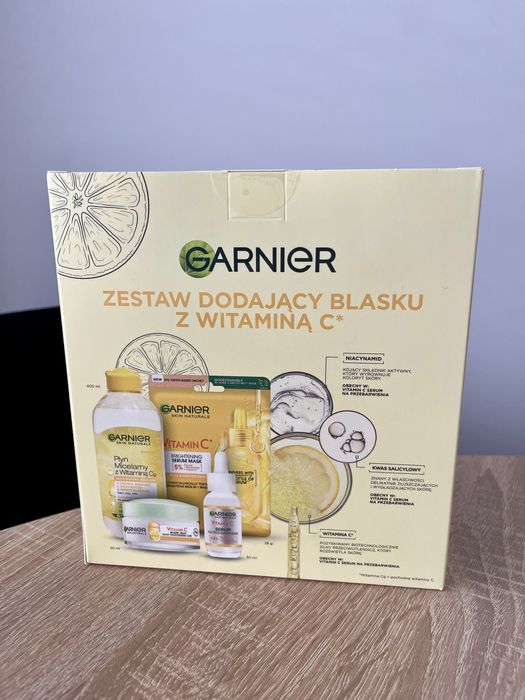 Nowy zestaw kosmetyków Garnier L’oreal witamina C maseczka serum krem