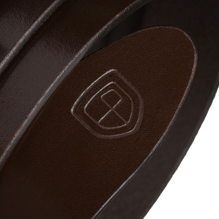 skórzany, elegancki pasek męski w brązowym kolorze