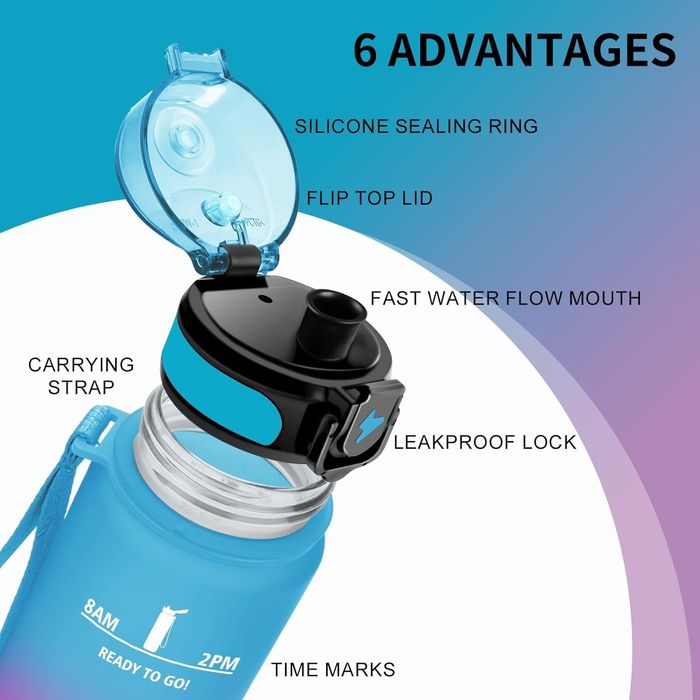 Garrafa de água 1500 ml sem BPA ecológica à prova de fugas - NOVO SELA