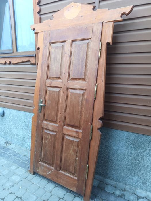 Продам двері з масиву (смерека) з дубовими вкладками — 2 пари+ нові