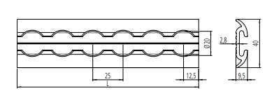 Listwa Airline 5 cm pólokrągła,mocowanie ładunku.
