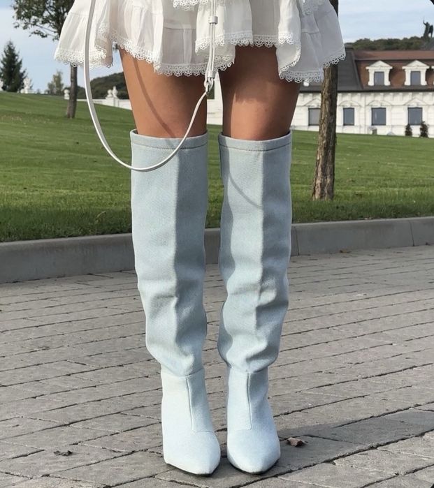 Джинсовые ботфорты