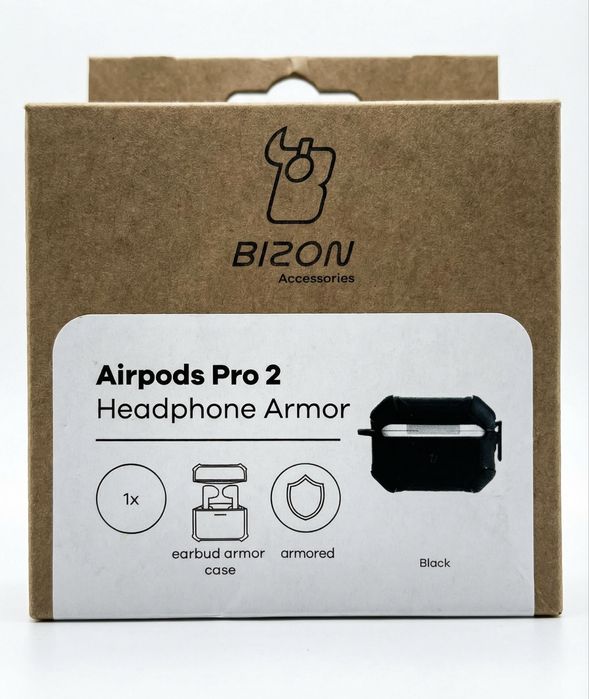 Pancerne Etui Bizon Armor do Apple AirPods Pro 2 – Czarne