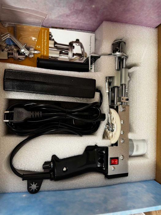 Zestaw Tufting Gun, trymer, nici, materiał, klej itp