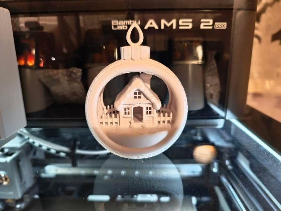 Новорічна прикраса Зимовий дім 3D друк PLA для ялинки