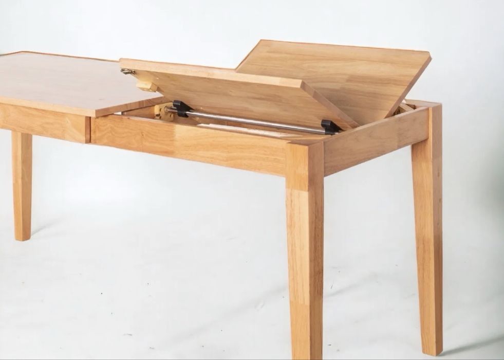 NOWY! DREWNIANY, rozkładany stół 120-180 cm+4 MIĘKKIE krzesła, OKAZJA!