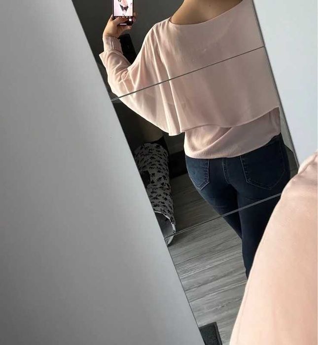 Elegancka, zwiewna bluzka do pracy pudrowy róż Zara XS