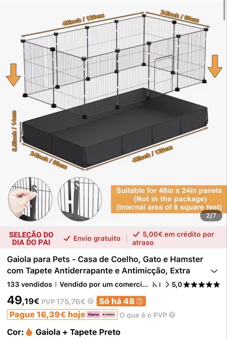 Cerca para animais com base impermeavel