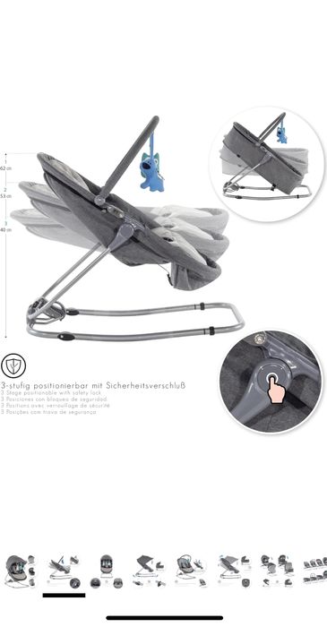 Espreguiçadeira Berço bebe cinzento