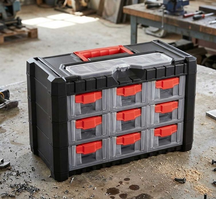 Walizka Narzędziowa Organizer Warsztatowy 9 Szuflad Magazyn Zestaw