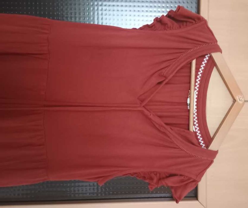 maxi długa boho sukienka ceglasta S/M/L