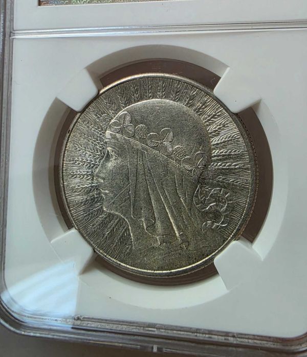 10 złotych 1932  Londyn, Głowa Kobiety, NGC AU58
