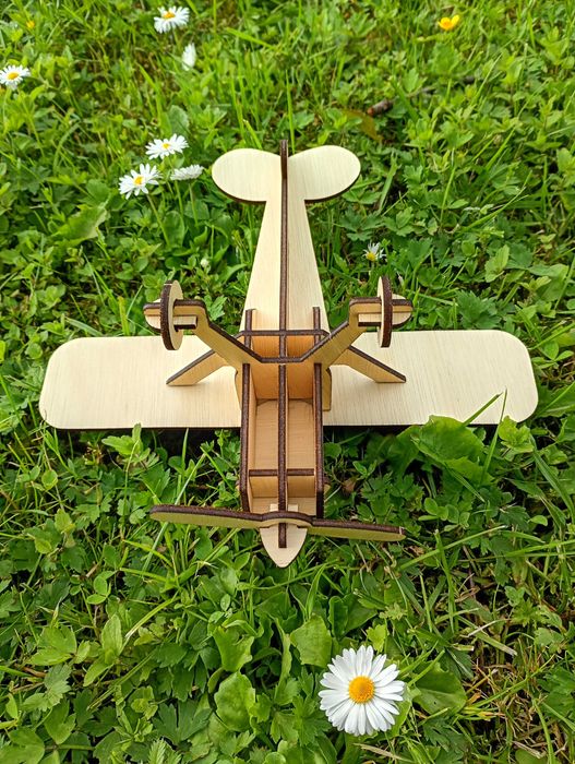 Drewniane Puzzle 3D Samolot + TWÓJ GRAWER Model