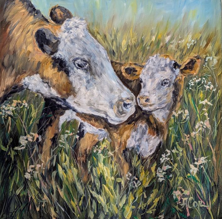 Quadro pintado a óleo, 50x50 cm
