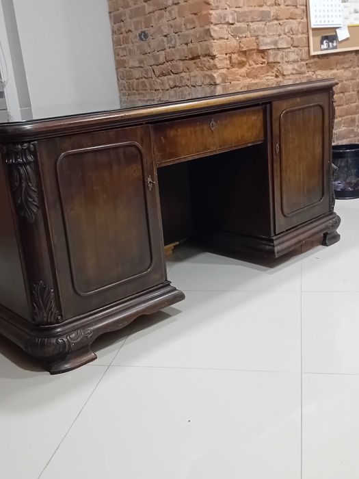 Biurko antyk orzechowe dwustronne rozkładane