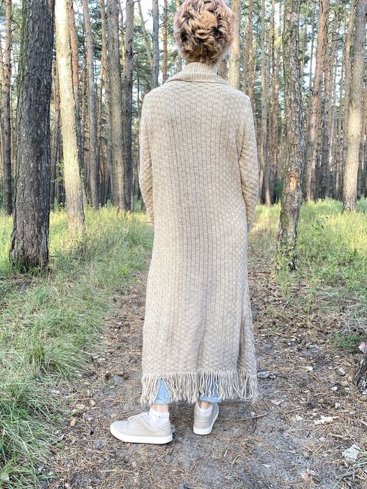 Кардинан теплий вʼязаний довгий бежевий, накидка