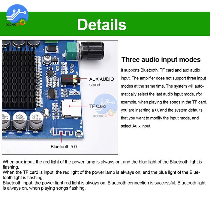 TDA7498 2*100 Вт цифровой усилитель мощности. Bluetooth 5.0 AUX, TF ...