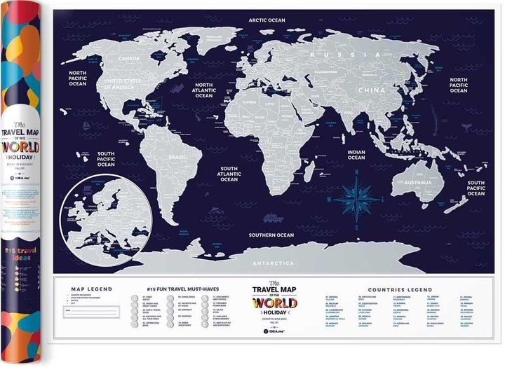 Скретч-карта Travel Map AIR World в дизайнерском тубусе