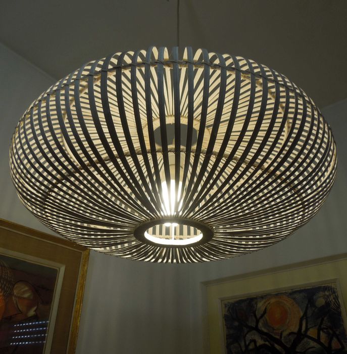 Candeeiro suspenso em vime branco - white wicker pendant light - Boho Chic