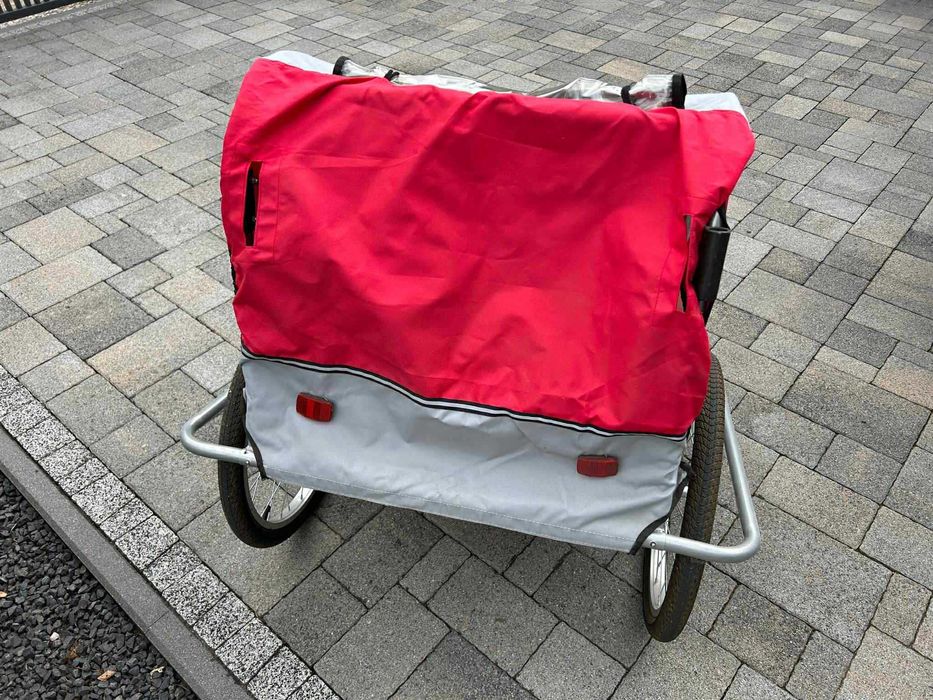 Przyczepka rowerowa 2 osobowa przyczepa na rower dla dzieci wózek 2w1