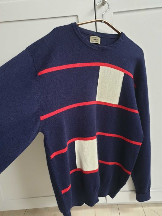Granatowy sweter vintage 100% wełna jagnięca geelong L