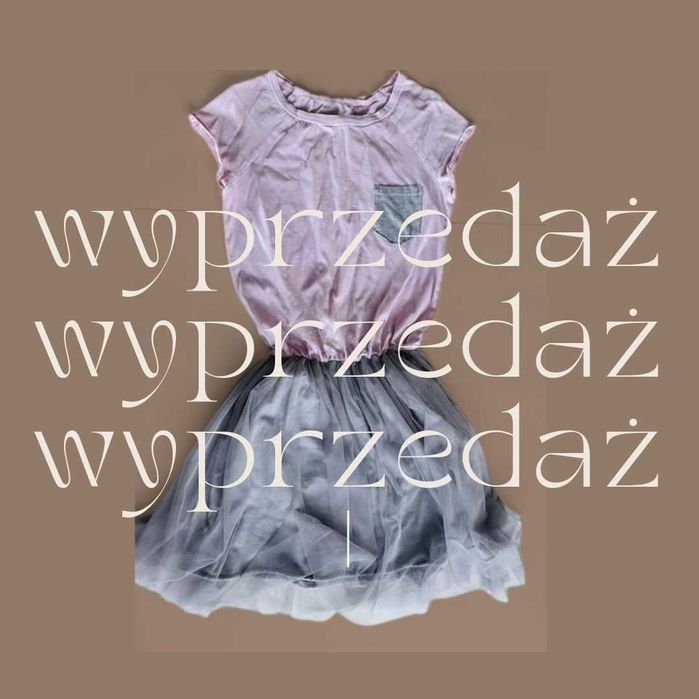 Sukienka codzienna rozmiar uniwersalny pudrowy róż + szary tiul