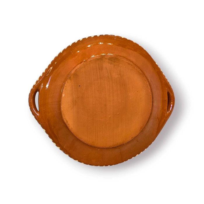 Travessa Barro Vidrado Decorada à Mão com Asas – Cerâmica Popular Portuguesa – 28 cm