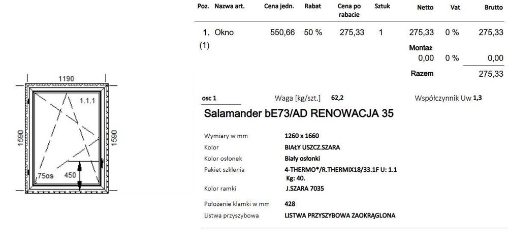 okno 1190x1590 renowacja, obustronnie biały #ok477