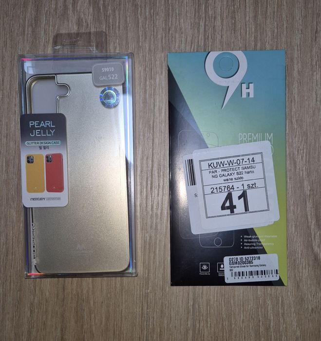 Etui złote i szkło do Samsung S22