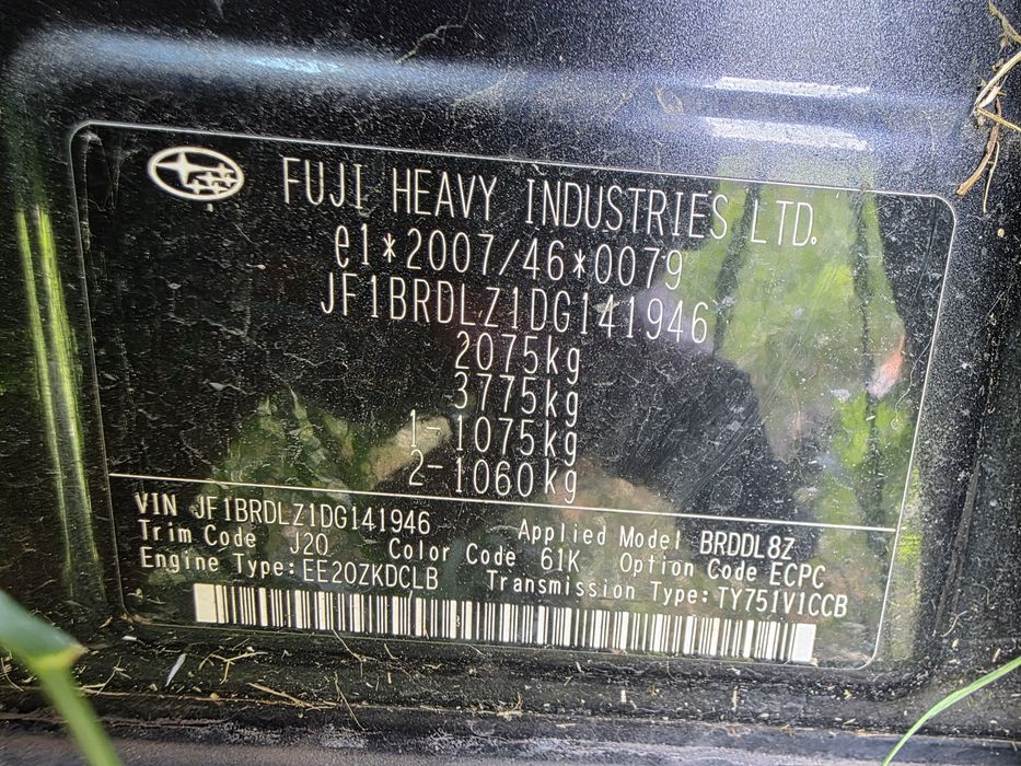Subaru legacy 5 V 2009-2012 maska przód pokrywa silnika kod koloru 61K